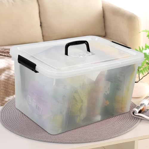 4-Pack 17.5 Quart Clear Storage Box, Plastic Storage Bins with Lids | Stackable Plastic Storage Boxes, Clear Organizer Totes for Closet, Pantry, Garage, Durable Latching Lids - size: 17.5 quart