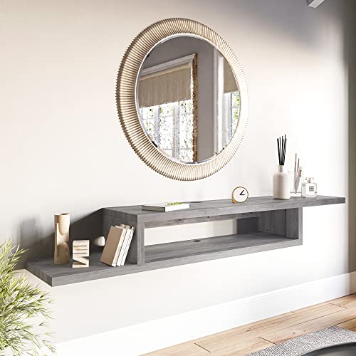 Floating Wall-Mounted TV Console by Belleze - color: Gray Wash, style: Motif