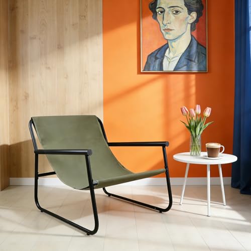 Lightdot Modern Accent Chair Heavy Duty Sturdy Armchair Green Fabric Lounge Chair Ergonomic Design Upholstered Comfy Leisure Chair with Large Frame Suit for Living Room/Bedroom - color: Green