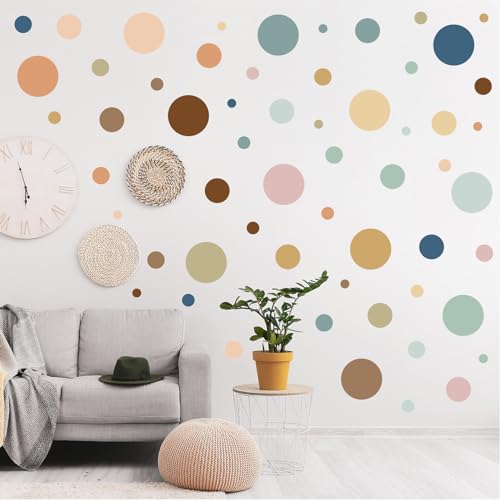 Zonon 264 Pcs Polka Dot Wall Decals for Classroom Decor Kids Circle Wall Sticker Vinyl Peel and Stick Colorful Removable for Nursery Bedroom Playroom Living Room(Boho Color) - color: Boho Color, style: Classic