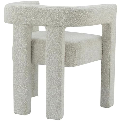 Meridian Furniture Athena Collection Modern | Contemporary Boucle Fabric Upholstered Accent | Dining Chair, 25" W x 21" D x 27" H, Cream - color: Cream