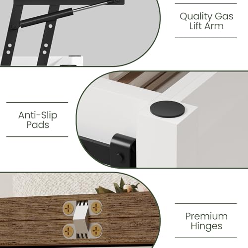 Lift Top Coffee Table, 4 in 1 Convertible Coffee Table, Farmhouse Coffee Tables, with Hidden Compartments, with Sliding Doors, for Living Room, Apartment, White and Walnut MKF01WL - color: White + Walnut