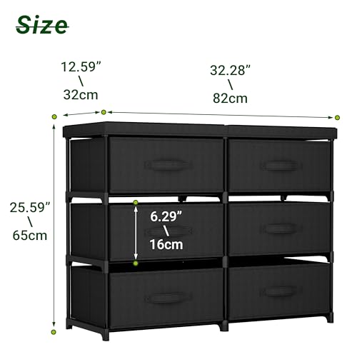 GcdPai Dresser with 6 Fabric Drawer Stand Desktop Sturdy Metal Plastic Support Tube Cube Storage Cabinet for Bedroom Organization Dorm Front Hall Entryway - size: 6 Drawers Standard Top