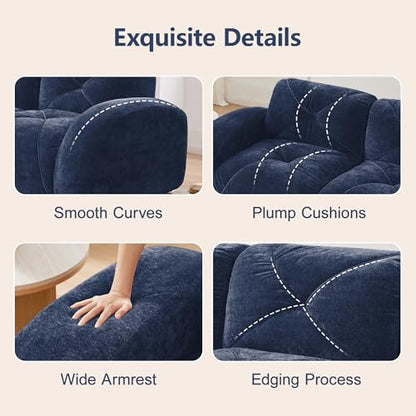 111" Velvet Modular Sofa Cama para Cuarto, Small Couches for Living Room with High Density Sponge, Cloud Loveseat with Tufted Design for Home Theater Study Space, Blue - color: Blue