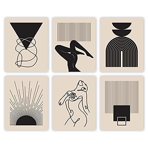 Eleville 8X10 Unframed Set of 6 Minimalist Wall Art Mid Century Art Wall Decor Mid Century Modern Decor Contemporary Wall Art Boho Prints Zen Wall Art wgn554