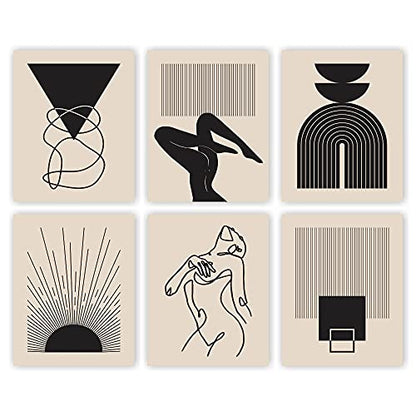 Eleville 8X10 Unframed Set of 6 Minimalist Wall Art Mid Century Art Wall Decor Mid Century Modern Decor Contemporary Wall Art Boho Prints Zen Wall Art wgn554