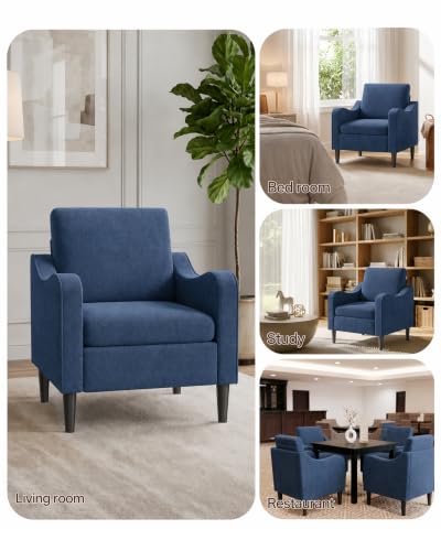 Accent Arm Chair – Navy Blue, Upholstered Scooped Comfy Reading Chair for Living Room, Bedroom, Apartment, Waiting Room - color: Navy Blue, size: 33.1"x29.53"x29.92"(2pcs)