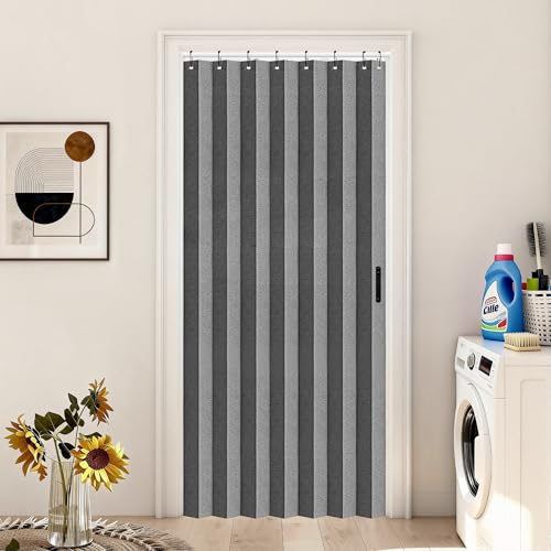 Vatge Closet Curtain for Open Closet, Pleated Folding Curtains for Doorway, Privacy Room Divider for Separation,1 Panel with Tieback, W39 x L78, Grey - color: Grey, size: 39"W x 78"L (Pack of 1)