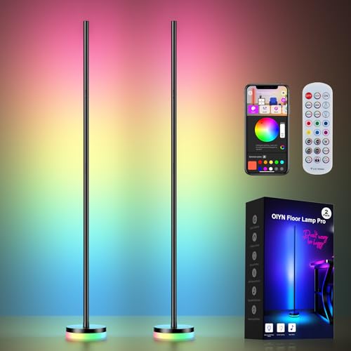 Corner Floor Lamp 2 Pack,RGBICW LED Corner Lamp with 1300lm Smart Modern Floor Lamp,App & Remote Control,Music Sync,Color Changing Standing Lamp for Bedroom Living Room and Gaming Rooms - size: 2 Pack