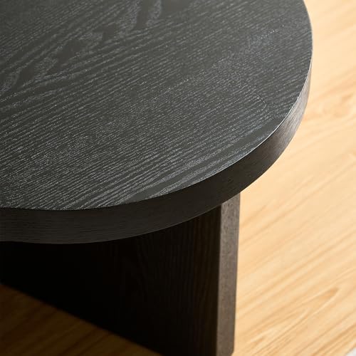 31.49" Nesting Coffee Table Set of 2 for Living Room, Couch/Bedroom Side, Unique Butterfly Shaped, Irregular Wood Fun Center Table for Small Space- Black - color: 31.5"&31.5"-black