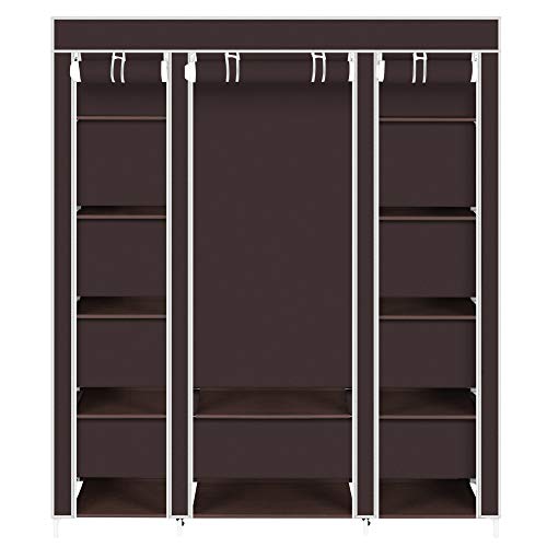 Closet Wardrobe, Portable Closet for Bedroom, Clothes Rail with Non-Woven Fabric Cover, Clothes Storage Organizer, 58 x 17 x 69 Inches, 5 Tier 12 Compartments, Walk-in Closet (Dark Brown) - color: Dark Brown