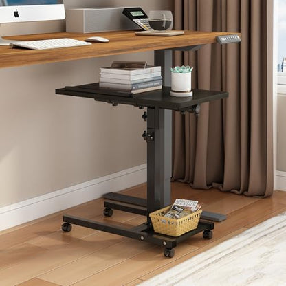 TigerDad Mobile Adjustable Height Laptop Stand PC Computer Portable Notebook Swivel Laptop Desk Rolling Table Desk Cart Tiltable with Wheels Casters& Mouse Pad Table - color: Dekuwood