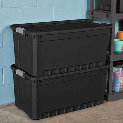 Sterilite 3-Pack Storage Bins with Lids, Large Heavy Duty Totes, 50 Gallon, Black - size: 50 Gallon, style: 3 Pack