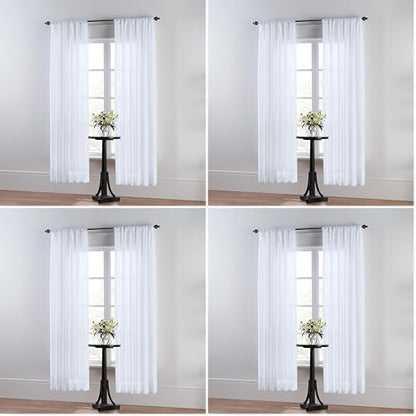 Thermoregulating Semi-Sheer Curtains – Energy-Saving Privacy Panels with UV Light Deflection, Heat & Cold Insulation (White, 84L x 59W, Pack of 4) - color: White, size: 59"W x 84"L (Pack of 4)
