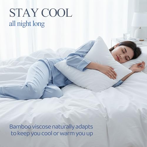 3 Piece Full Size Duvet Cover Set, 1 Bamboo Comforter Cover 82"x90" with 2 Pillow Shams 20"x26", Moisture-Wicking Silky Soft Texture, Breathable Soft Comfy White - color: White, size: Full
