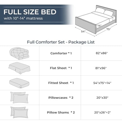 7-Piece Full Comforter Set, Black | Reversible, All-Season, Soft, 7 Piece Set, All-Season Reversible Bed in a Bag, Flat Sheet, Fitted Sheet, Pillowcases - color: Black, size: Full
