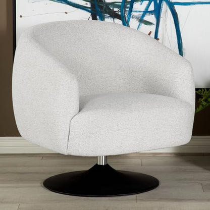 Coaster Home Furnishings - Dave - Boucle Fabric Upholstered Barrel Back Swivel Accent Chair with Pedestal Base, Tapered Off Armrests and 360-Degree Swivel - Living Room - Beige - 905739