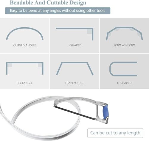 Bendable Ceiling Curtain Track Flexible Curved Curtain Tracks Wall Mount Room Divider RV Curtain Track Heavy Duty Curtain Rail System 14Ft Ceiling Track for Curtains Bay Window - color: White, size: 14Ft