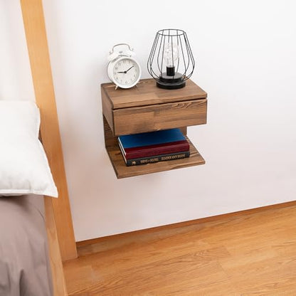 Floating Nightstand Side Accent or End Table with Storage Drawer, Wood Bedside Shelf, Handmade Floating Table, Nightstand Shelf (Vancouver) - color: Vancouver