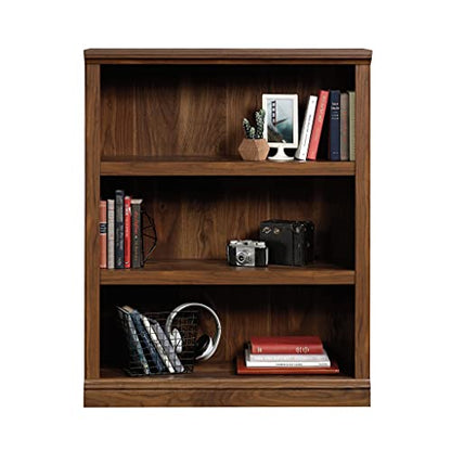 Sauder 3 Tier Book Shelf Wooden Bookcase Multipurpose Bookshelf for Home Office, Living Room, in Grand Walnut - color: Grand Walnut Finish