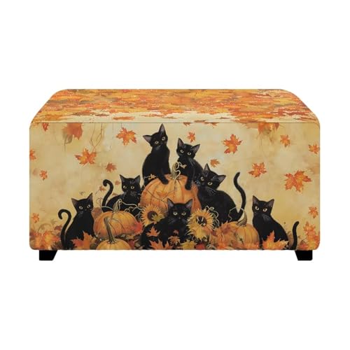 Black Cat Pumpkin Ottoman Cover Square Rectangle Ottoman Covers Thick Slipcover for Living Room,Washable Storage Footstool Furniture Protector for Dogs,Pets - color: Black Cat Pumpkin, size: Large