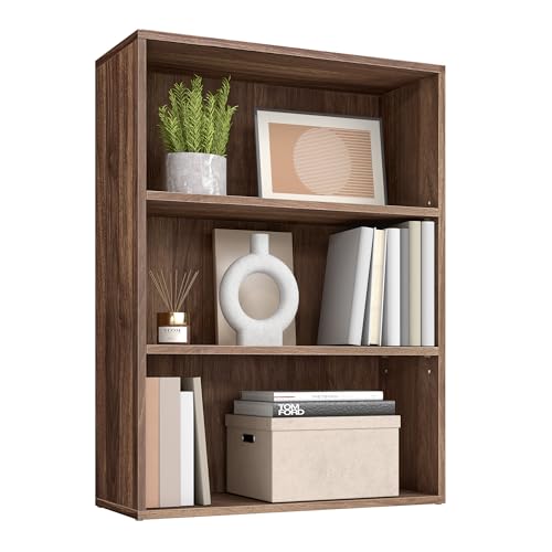 VASAGLE CUSTOS Collection - Bookshelf, 3-Tier Bookcase, Book Shelf, Open Storage Shelf, 9.4 x 23.6 x 32 Inches, for Living Room, Home Office, Dining Room, Natural Walnut ULBC163K01 - color: Natural Walnut, size: 3 Tiers (23.6"W), style: 1 Pack