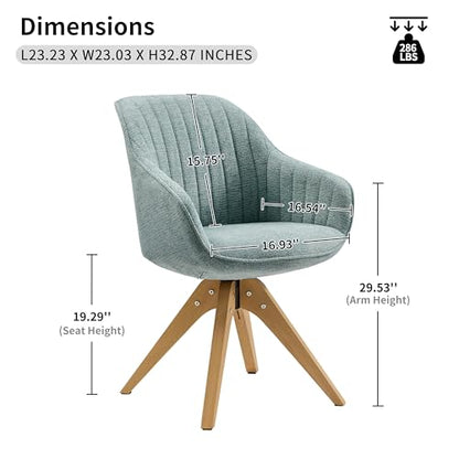 Swivel Desk Chair for Home Office, Fabric, Light Blue | No Wheels, Oka Wood Legs, Mid Century Modern, Upholstered, 360° Swivel, Accent Chair, Living Room, Bedroom - color: Mist Blue, size: Fabric