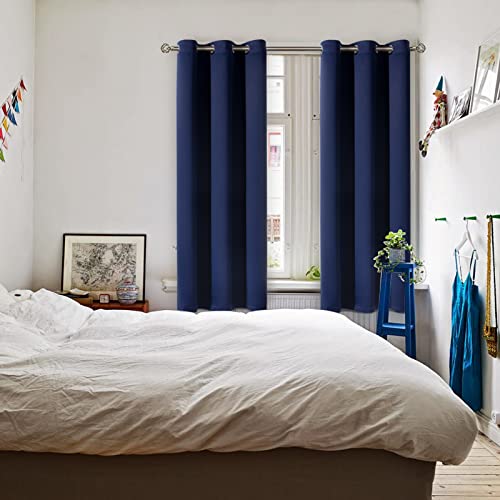 BGment Blackout Curtains for Bedroom - Grommet Thermal Insulated Room Darkening Curtains for Living Room, Set of 2 Panels (38 x 84 Inch, Navy Blue) | Grommet Top, Black Out, Room Darkening, Sunblock, Thermal Insulated, Window Drapes for Bedroom, 38x84 Inc