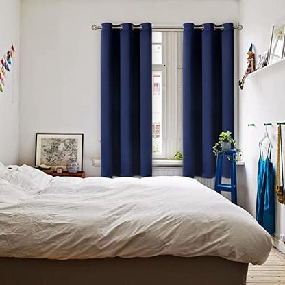 BGment Blackout Curtains for Bedroom - Grommet Thermal Insulated Room Darkening Curtains for Living Room, Set of 2 Panels (38 x 84 Inch, Navy Blue) | Grommet Top, Black Out, Room Darkening, Sunblock, Thermal Insulated, Window Drapes for Bedroom, 38x84 Inc