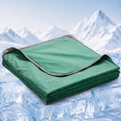 Cooling Blanket for Hot Sleepers - Lightweight Breathable Cool Cold Blanket - Keep Cool for Night Sweats, Soft Thin Ice Throw Blankets for Bed Couch Sofa, (Green, 50"x70") - color: Green, size: Throw-50"x70"