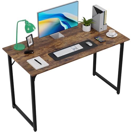FDW 47 inches Computer Desk/Home Office Desk/Writing Study Table/Modern Simple Style PC Desk with Metal Frame,Brown - color: Brown, size: 47 Inches