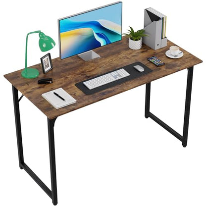 FDW 47 inches Computer Desk/Home Office Desk/Writing Study Table/Modern Simple Style PC Desk with Metal Frame,Brown - color: Brown, size: 47 Inches