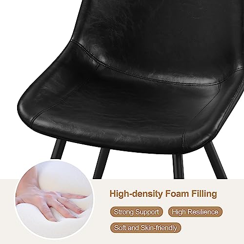 Yaheetech Dining Chairs Set of 4 Mid Century Modern Kitchen Chairs Black | Faux Leather Upholstered Dining Room Chairs with Metal Legs and Curved Backrest, Armless Side Chairs for Kitchen Living Room - color: Black, size: Set of 4