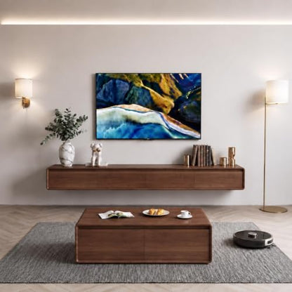 Floating TV Stand, Modern Wall-Mounted Entertainment Center with 1 Flip-Down Cabinet Doors 2 Drawers, Solid Wood Media Console (Walnut, 78.7") - color: Walnut, size: 78.7"