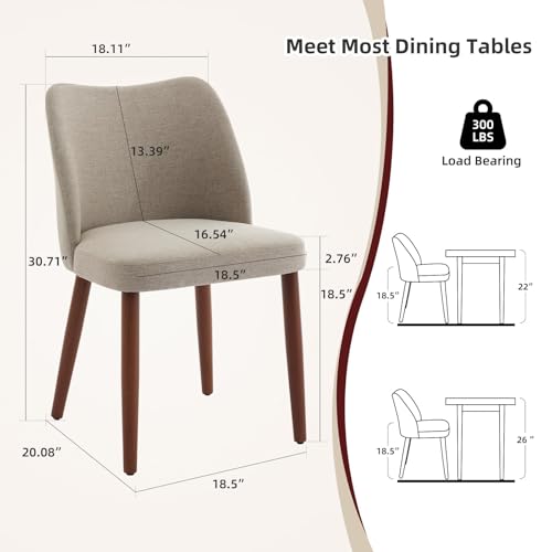 GarveeHome Dining Chairs Set of 4, Modern Hollow Back Dining Room Chair | Upholstered Kitchen Chairs with Adjustable Foot Pads, Wooden Dinner Chair for Kitchen Dining Room - color: Camel