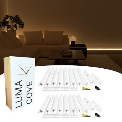 The 16.4FT/5M Modular Channel Assembly Kit for The Concealment of LED Strip Lighting Surface Mounted Cove Light Wall Washer Lighting Decor (Covers 16 ft / 5 m) - size: Covers 16 ft