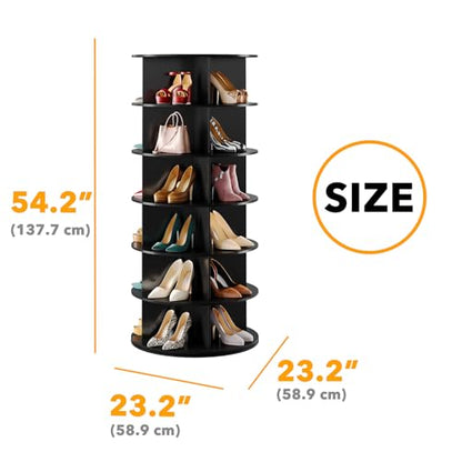 SpaceAid Black 6-Tier Spinning Rotating Shoe Rack Organizer, Shoe Display Tower Lazy Susan, Revolving Shoes Rack StorageOrganization, 360 Vertical Bags Holder Rotate Organizer - size: 6 Tier, 54.2" H