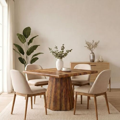 Tribesigns 31.5" Square Dining Table for 4, Rustic Brown | Farmhouse, Sturdy Pedestal Base for Kitchen & Dining Room & Living Room