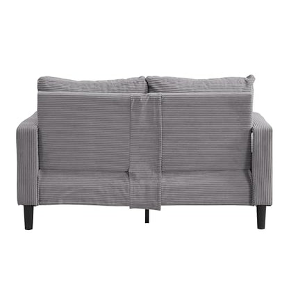 Space Saving 57 Inch Upholstered Sofa, Modern Two-Seater Loveseat with Solid Legs, Fits Cozy in Apartment Living Rooms and Studio Corners to Maximize Floor Plan, Light Gray