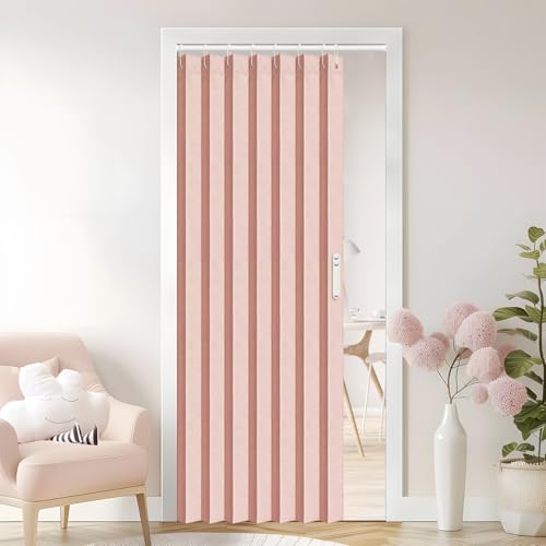 Vatge Doorway Curtains Accordion Pink Curtains for Girls' Room Door, Closet Doors Curtain, 80 Inch Long Privacy Curtains for Room Divider and Open Closet, 1 Panel with Tieback, W39 x L78, Pink - color: Pink, size: 39"W x 78"L (Pack of 1)