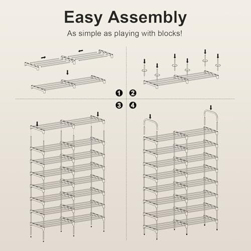 10-Tier Stackable Metal Shoe Rack, Removable Boot Shelf, Black | Sturdy Metal Shelves, Holds 40 Pairs, Tall Boot Tier, Space-Saving, Expandable, Easy Assembly, for Entryway, Closet - size: 10 Tiers (32.3"W)