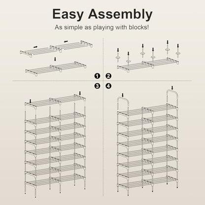 10-Tier Stackable Metal Shoe Rack, Removable Boot Shelf, Black | Sturdy Metal Shelves, Holds 40 Pairs, Tall Boot Tier, Space-Saving, Expandable, Easy Assembly, for Entryway, Closet - size: 10 Tiers (32.3"W)