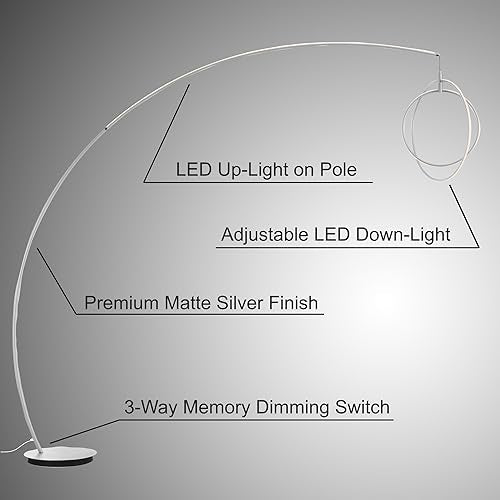 Lite Source Monita 83" Matte Silver 2-Light LED Modern Arc Floor Lamp