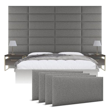 Vänt Wall Mounted Headboard Panels, Queen/Full, Boucle Grey - color: Boucle Grey, size: 30"