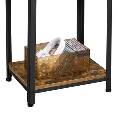 Yaheetech 30 Inch Tall Side Table, 3-Tier Narrow Nightstand, Rustic Brown | 3-Tier Storage, Tall for Beds and High-Arm Living Room Sofas, Narrow Fit for Small Spaces, Metal Frame, Wood Grain Top - color: Rustic Brown