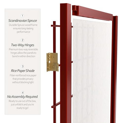4 ft. Short Window Pane Shoji Screen - Rosewood - 4 Panels - color: Rosewood, size: 4 Panels
