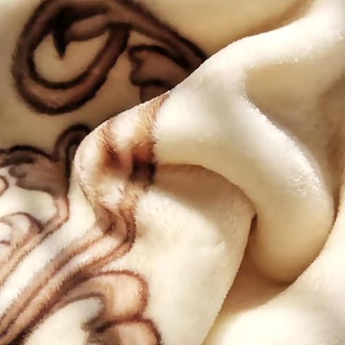 LGYKUMEG Korean Mink Throws Blanket 71" × 87" Silky Soft and Warm, 2 Ply Thick Winter Fleece Reversible Raschel Blanket,Beige and Brown,6.6Lb (180×220cm3kg) - color: Beige and Brown, size: 71x87in/6.6lb