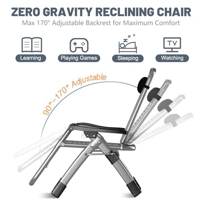 Comfy Folding Chair, Folding Lounge Chair with Cushion, Reclining Chair - color: Smoky Gray