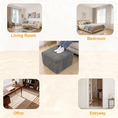Asuprui Square Pouf Ottoman Footrest for Couch Sofa Gray Footstool 20x14In | Footstool Ottoman,Stuffed Pouf Ottoman,All-One Foam Filler, Footrest,Beanbag Chair,Floor Pouf for Living Room Wedding Bedroom - color: Grey