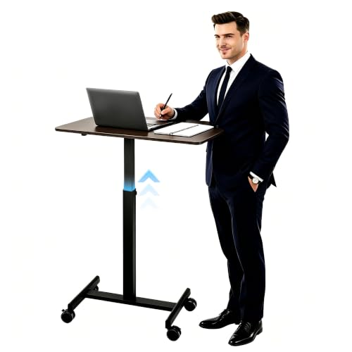 Mobile Small Standing Desk (Deep Walnut) - color: Deep Walnut
